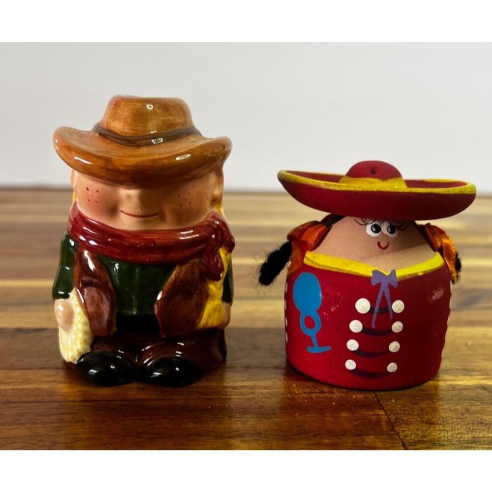 Vintage salt and pepper set, Senorita and her cowboy